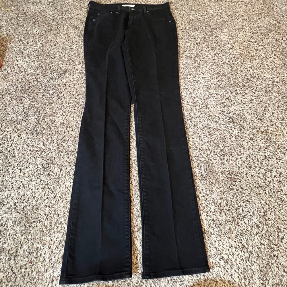Levis 505 Straight Leg Jeans‎ Womens 28 Black Stretch Mid Rise Denim Pants